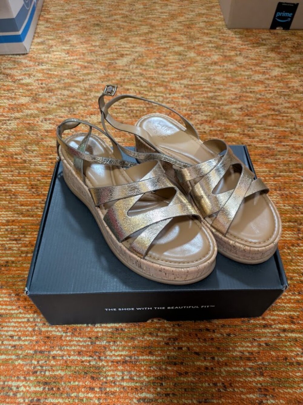 Naturalizer Bronze Strappy Wedge Sandal Women's 11